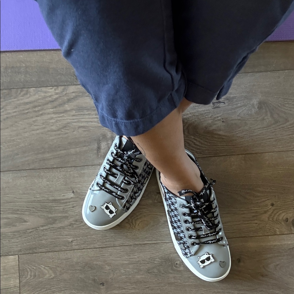 Karl Lagerfeld Gray and Black Women's Sneakers - Picture 3 of 3